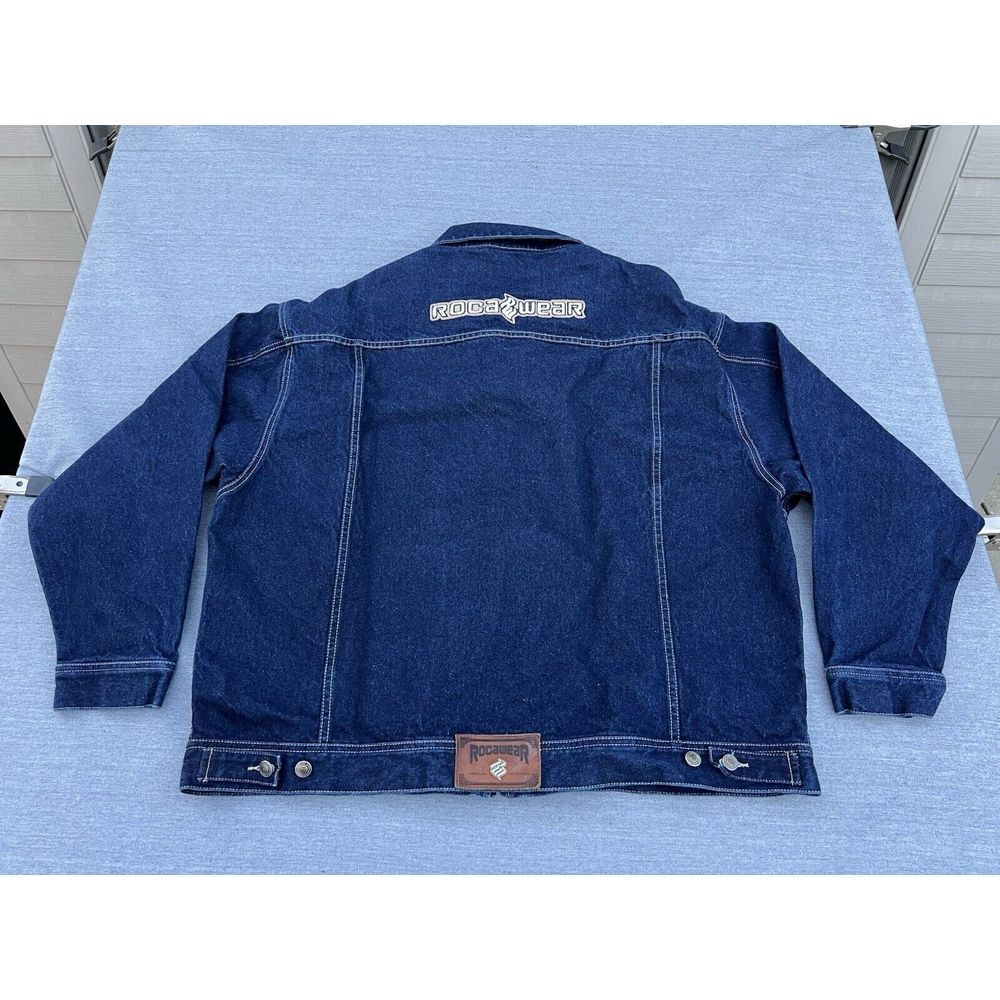 2000s Y2K Rocawear Men's Denim Jean Jacket Hip Hop Size 3XL - Picture 13 of 15